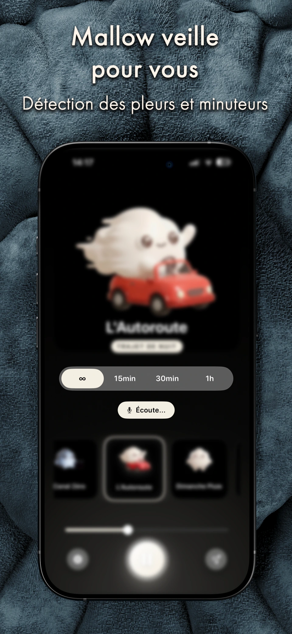 Écran Mallow avec détection des pleurs bébé et minuteurs