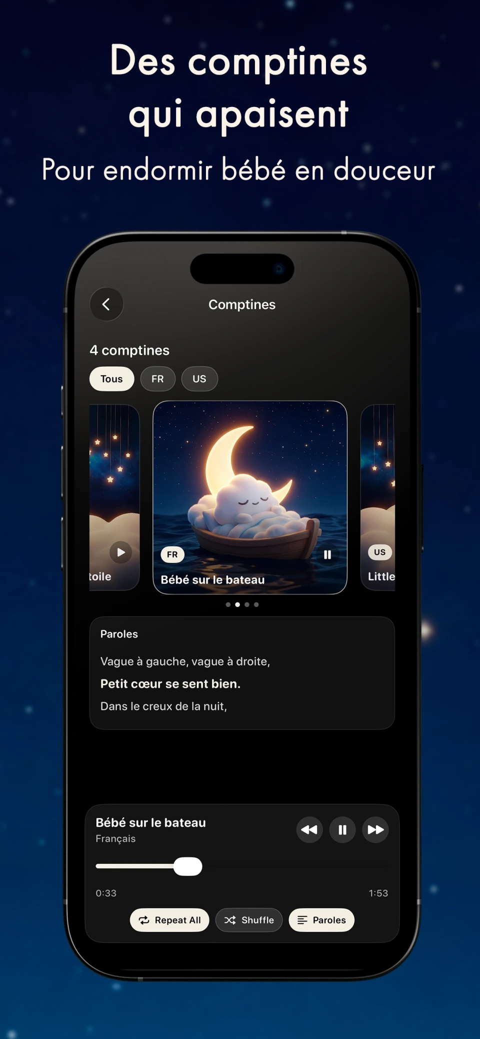 Lecteur de comptines Mallow avec berceuse et contrôles de lecture
