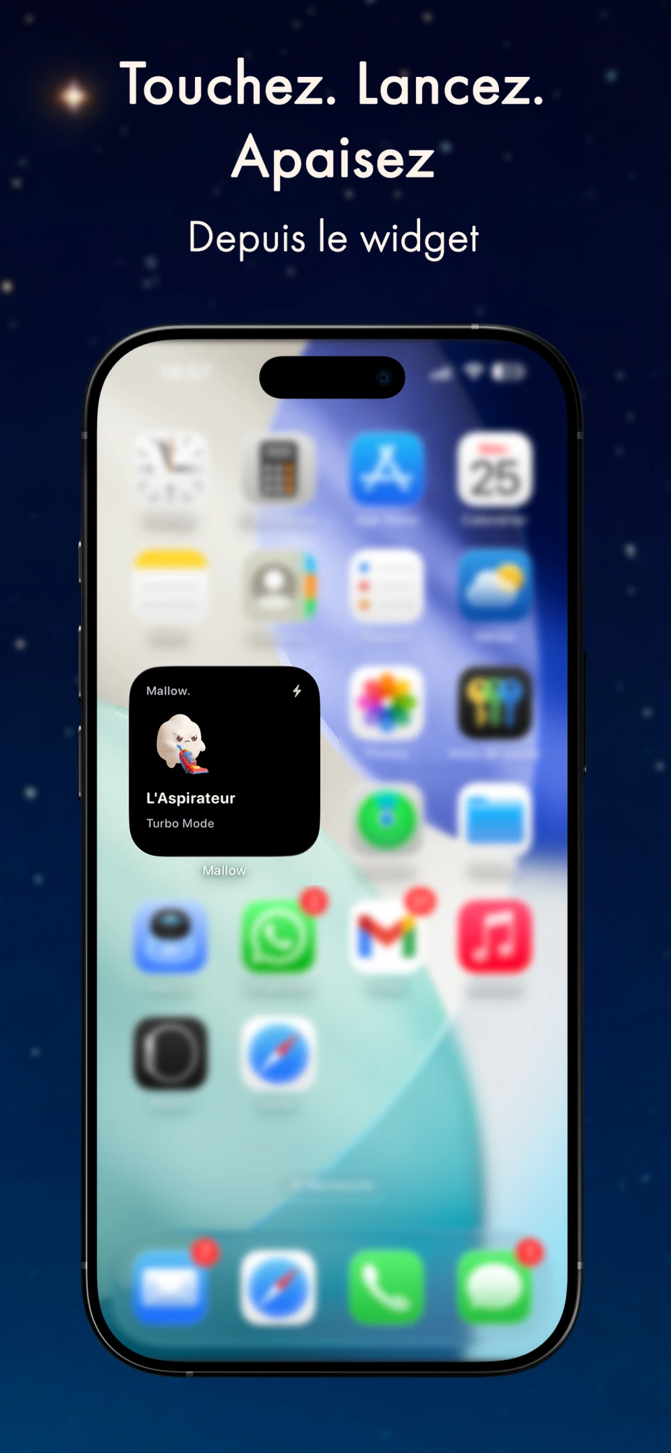 Widget iPhone Mallow pour lancer rapidement un son apaisant pour bébé